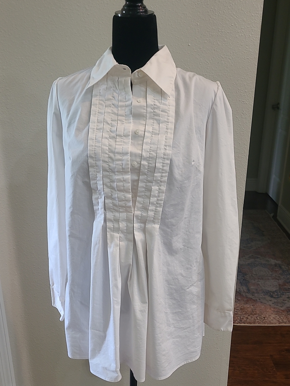 Katherine Barclay White Pleated Front Dress Shirt Size Large
